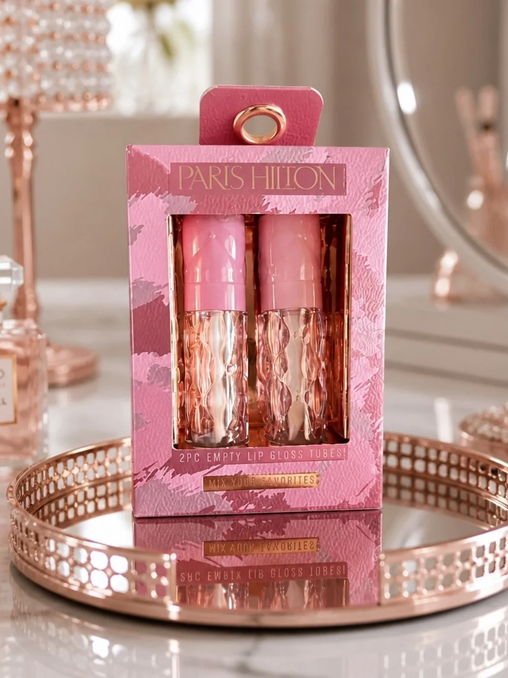 Paris Hilton 2-Pc Empty Lip Gloss Tubes Refillable Pink New